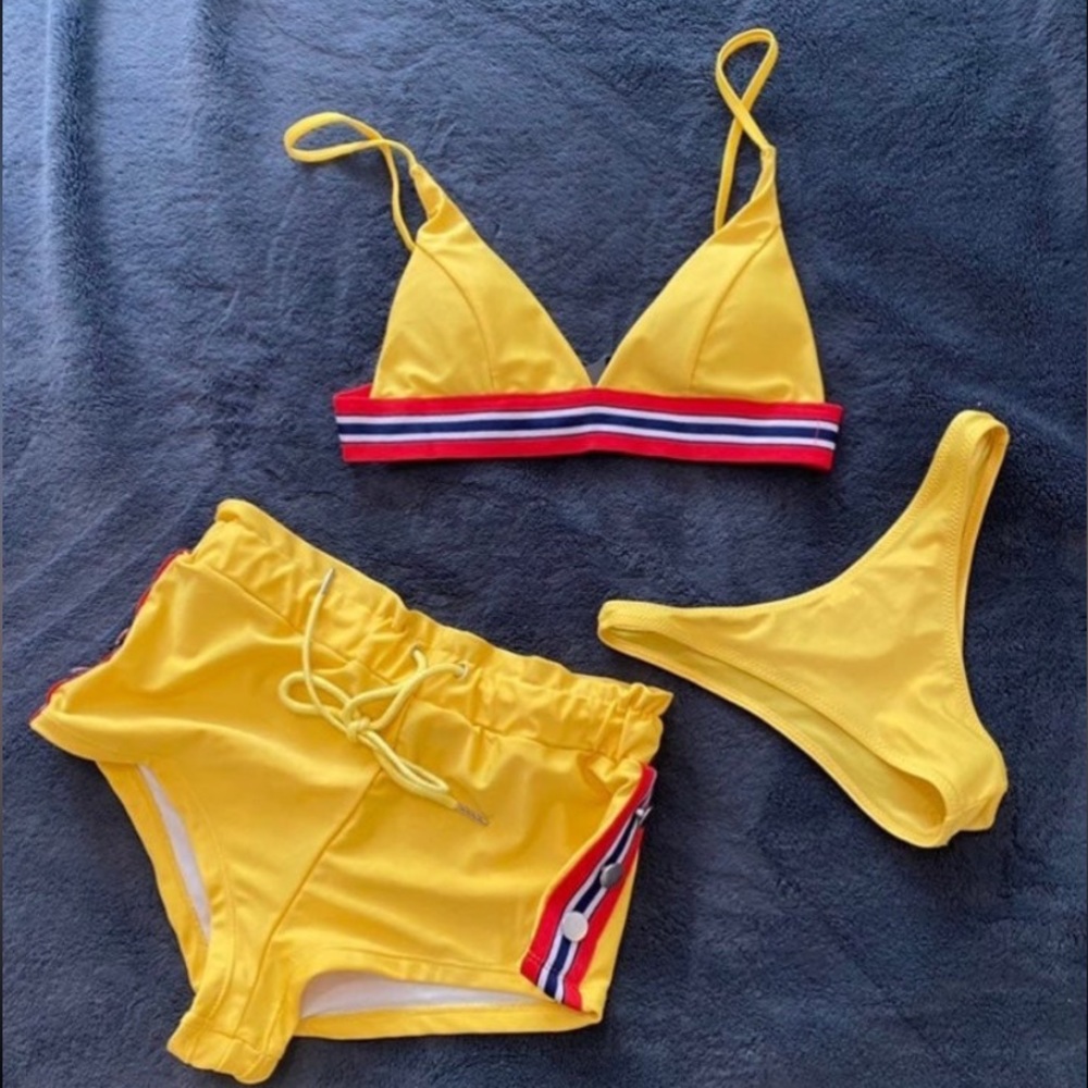 Yellow 3 piece Bikini Swimwear Size Small